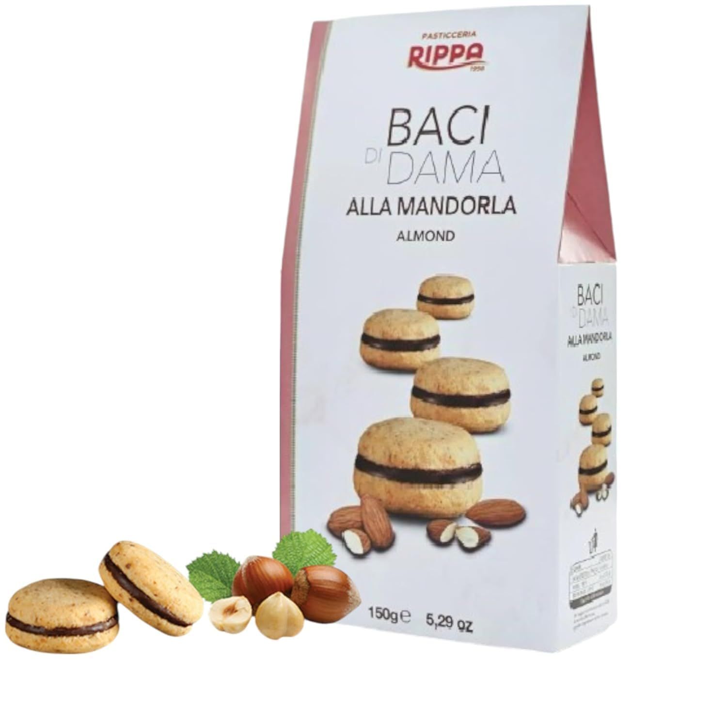 Pasticceria RIPPA Baci di Dama Lady&#39;s Kisses Soft Cookies - Almond Cookies Filled with Rich Chocolate Cream - Traditional Northern Italian Cookies Ideal for Gifting, Coffee, &amp; Tea - 150g