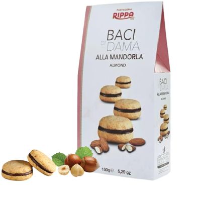 Pasticceria RIPPA Baci di Dama Lady&#39;s Kisses Soft Cookies - Almond Cookies Filled with Rich Chocolate Cream - Traditional Northern Italian Cookies Ideal for Gifting, Coffee, &amp; Tea - 150g