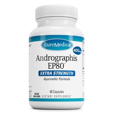 Euromedica Andrographis EP80 - Supplement for Brain Health &amp; Immune Support - Joint Health Support Supplement to Aid Mobility - Vegan Adaptogen Supplement for Energy &amp; Liver Support - 60 Capsules