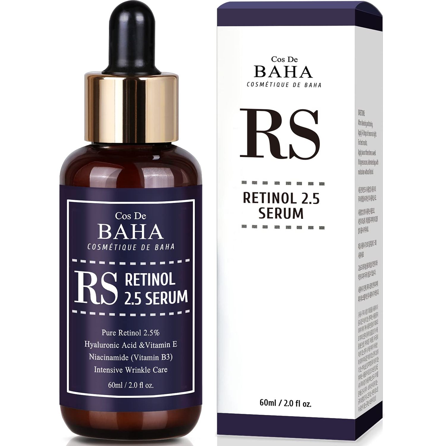 Retinol 2.5 Solution Facial Serum with Vitamin E - Facial Crepe Erase, Age Spot Remover, High Strength Solution for Face without a Prescription, 2 Fl Oz 60ml