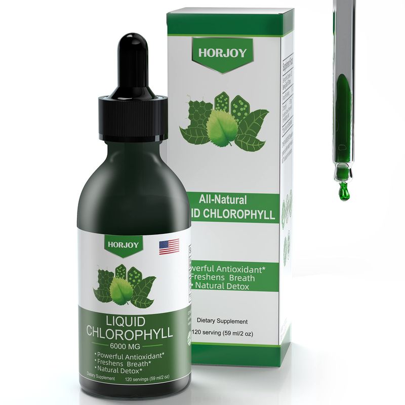 Chlorophyll Liquid Drops - 100 Natural Energy Booster and Immune Support - Internal Deodorant and Detox - Altitude Sickness Relief - Fast Absorption, Vegan &amp; Non-GMO - 120 Servings Pack of 1