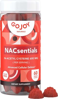 GOJOY NACsentials Sugar-Free NAC Gummies - 600mg N-Acetyl Cysteine with Vitamin C, ALA, Quercetin &amp; Astaxanthin - Antioxidant &amp; Liver Detox Support - Vegan &amp; Keto-Friendly - 60 Gummies