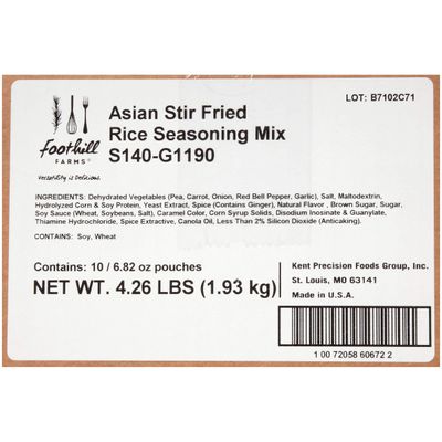Foothill Farms Asian Style Stir Fried Rice Seasoning Mix, 6.82 Oz Bag Pack Of 10