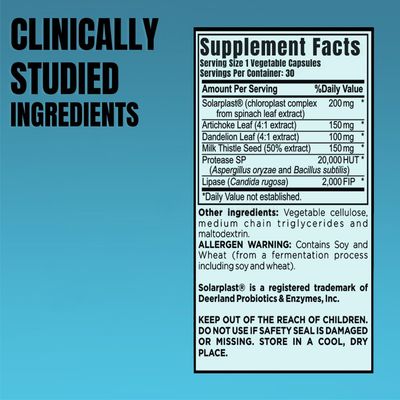 DR VITAMIN SOLUTIONS Liver Cleanse Detox and Repair - Milk Thistle Supplement with Chlorophyll, Digestive Enzymes, Artichoke & Dandelion for Natural Gallbladder Support, 30 Vegan Capsules