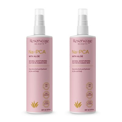 Reserveage Na-PCA Spray with Aloe Vera - Moisturizing Body Lotion for Dry Skin - Anti Aging Face Moisturizer for Women and Men - with Aloe Vera &amp; Eucalyptus Oil 8 Fl Oz Pack of 2
