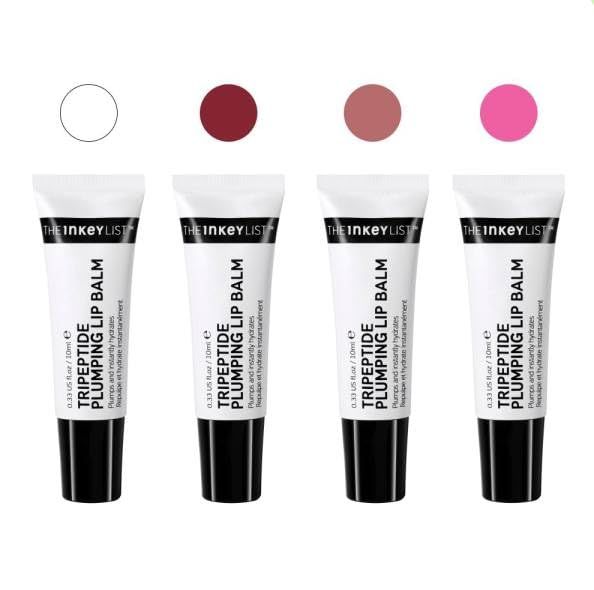 INKEY List Complete Lip Set - Tripeptide Plumping Lip Balm in Pink, Berry, Mocha and Clear