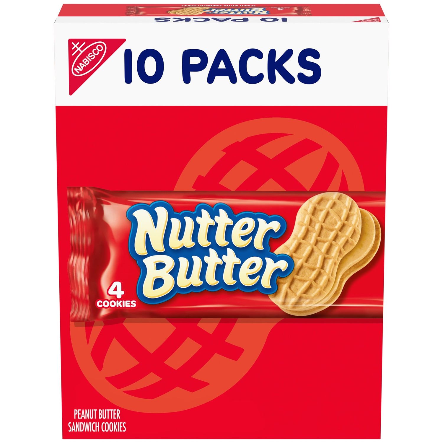 Nutter Butter Peanut Butter Sandwich Cookies, 10 Snack Packs 4 Cookies Per Pack