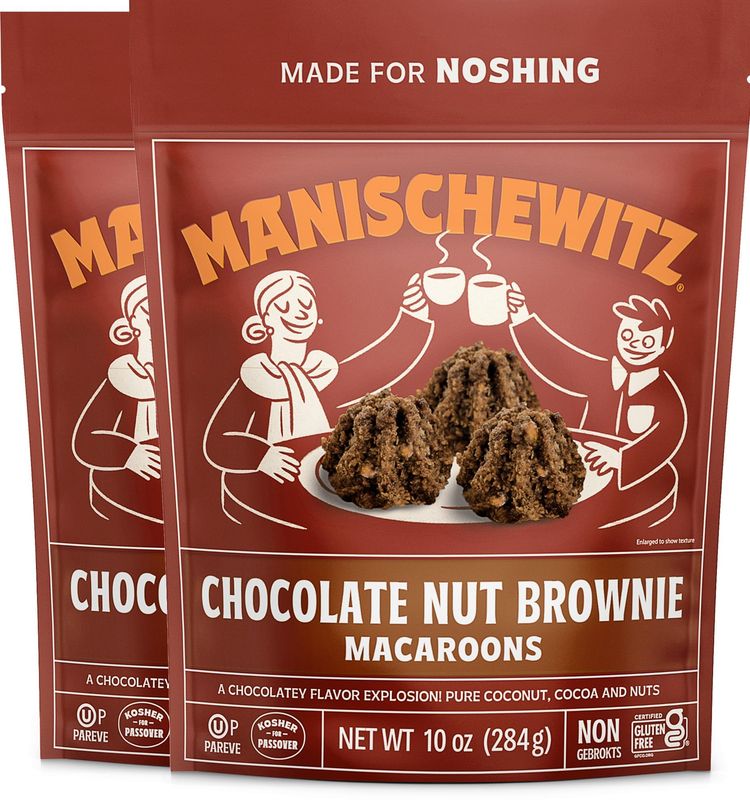Manischewitz Chocolate Nut Brownie Macaroons, 10 oz 2 Pack Coconut Macaroons Resealable Bag Dairy Free Gluten Free Coconut Cookie Kosher for Passover
