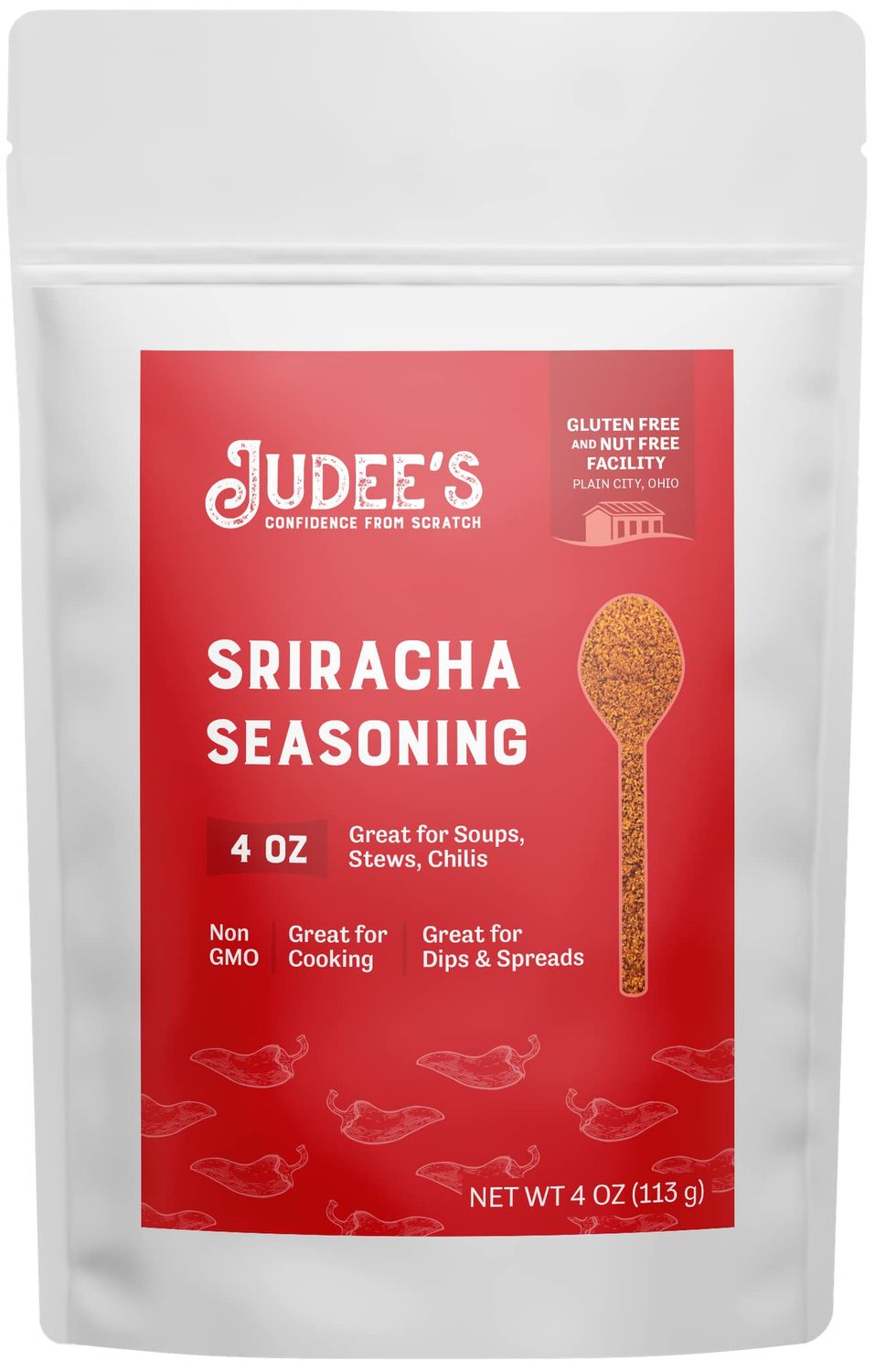 Judee&#39;s Sriracha Seasoning 4 oz - Powdered Vietnamese Chili Seasoning - Non-GMO, Gluten-Free and Nut-Free - Great for Soups, Stews, Chilis, Dips, and Spreads