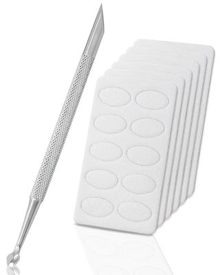 Cuticle Pusher Tool,Nail Cuticle Pusher with 3 Sheets 1003 Sheets 180 Grit Sandpaper Sheets,Professional Grade Stainless Steel Cuticle Remover for Manicure Pedicure Nail Art7 PCS