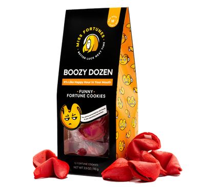 Miss Fortunes, Funny Fortune Cookies, The Boozy Dozen, It&#39;s Like Happy Hour In Your Mouth! A Great Gift or Party Starter, Written by Professional Comedy Writers Bag of 12 Individually Wrapped Cookies