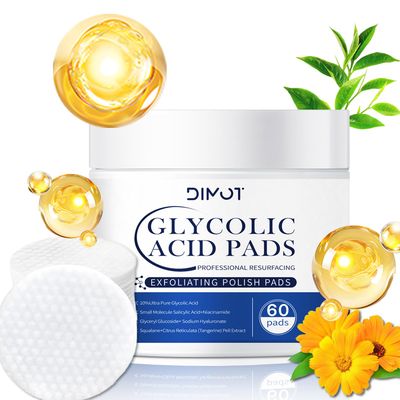 Glycolic Acid Pads,Glycolic Acid Peel Pad,Exfoliating Pad, Natural Formula -Tea Tree Oil &amp; Vitamins C Facial Peel for Face &amp; Body Exfoliating Skin, Reduce Fine Lines Wrinkles - 60 Pads 1Pack