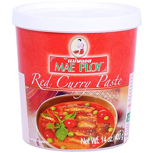 Mae Ploy Red Curry Paste, Authentic Thai Red Curry Paste For Thai Curries And Other Dishes, Aromatic Blend Of Herbs, Spices And Shrimp Paste, No MSG, Preservatives Or Artificial Coloring 14oz Tub