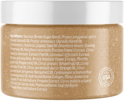 Brown Sugar Scrub Face Foot &amp; Body Exfoliator Infused with Collagen and Stem Cell Exfoliating Salt Body Scrub for Toning Skin Cellulite Skin Care by M3 Naturals