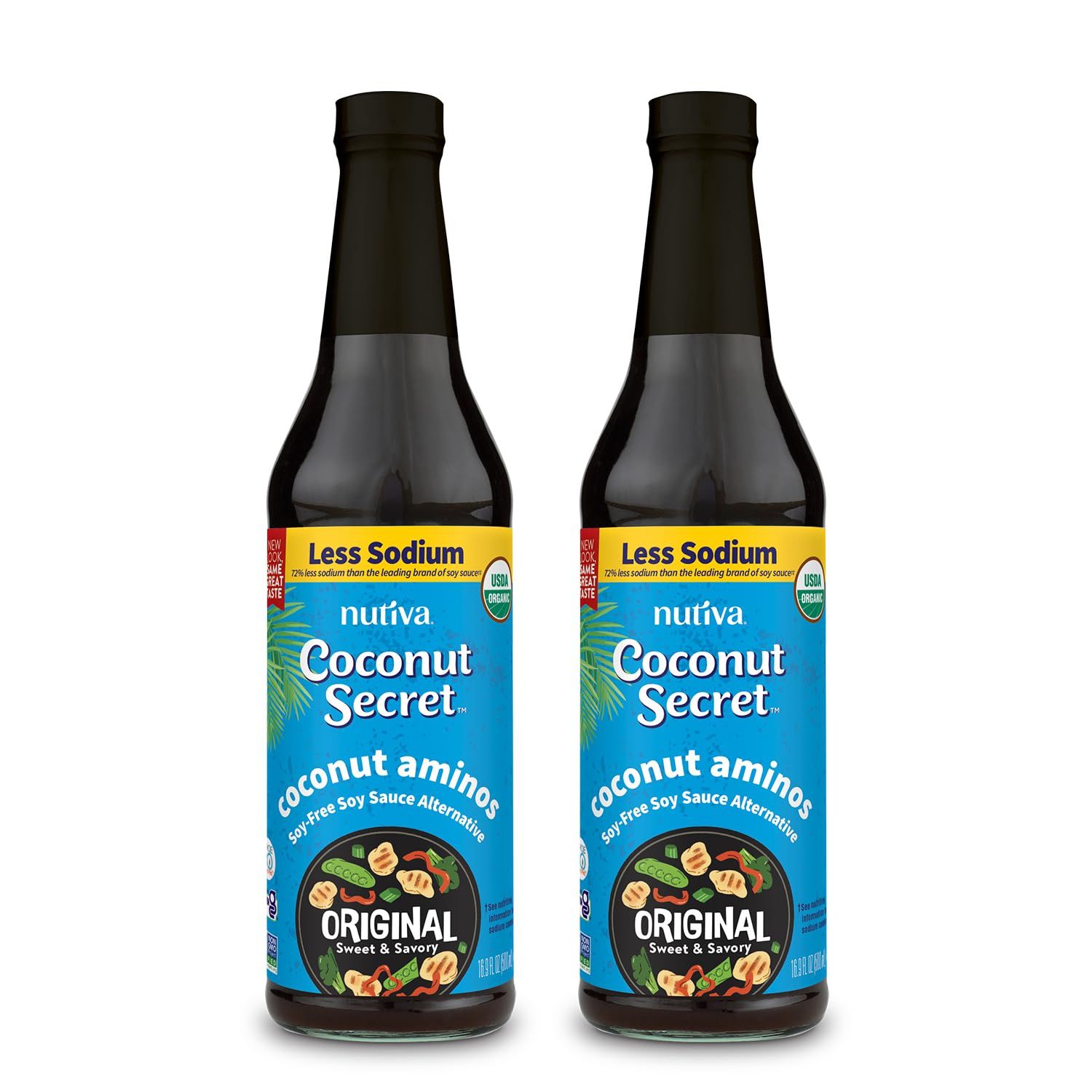 Coconut Secret, Organic Liquid Coconut Aminos, 16.9 oz pack of 2, All-Purpose Seasoning Sauce &amp; Marinade, Soy-Free Soy Sauce Alternative, Low Sodium, Low Glycemic, Vegan &amp; Gluten Free Stir Fry Sauce