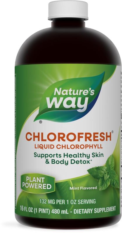 Nature's Way Chlorofresh, Liquid Chlorophyll, Supports Healthy Skin &amp; Body Detox, Internal Deodorant, Supports Liver Detoxification Pathways, Mint Flavored, 16 Fl. Oz