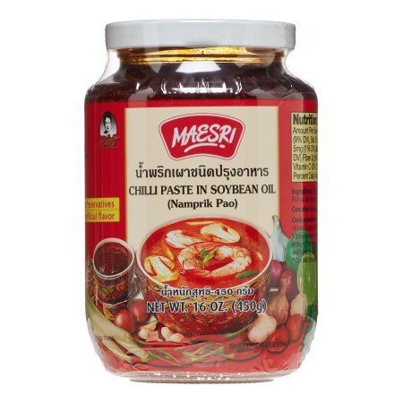 Chilli Paste in Soybean Oil - Nam Prik Pao Thai Chili Paste 16 Ounce Jar