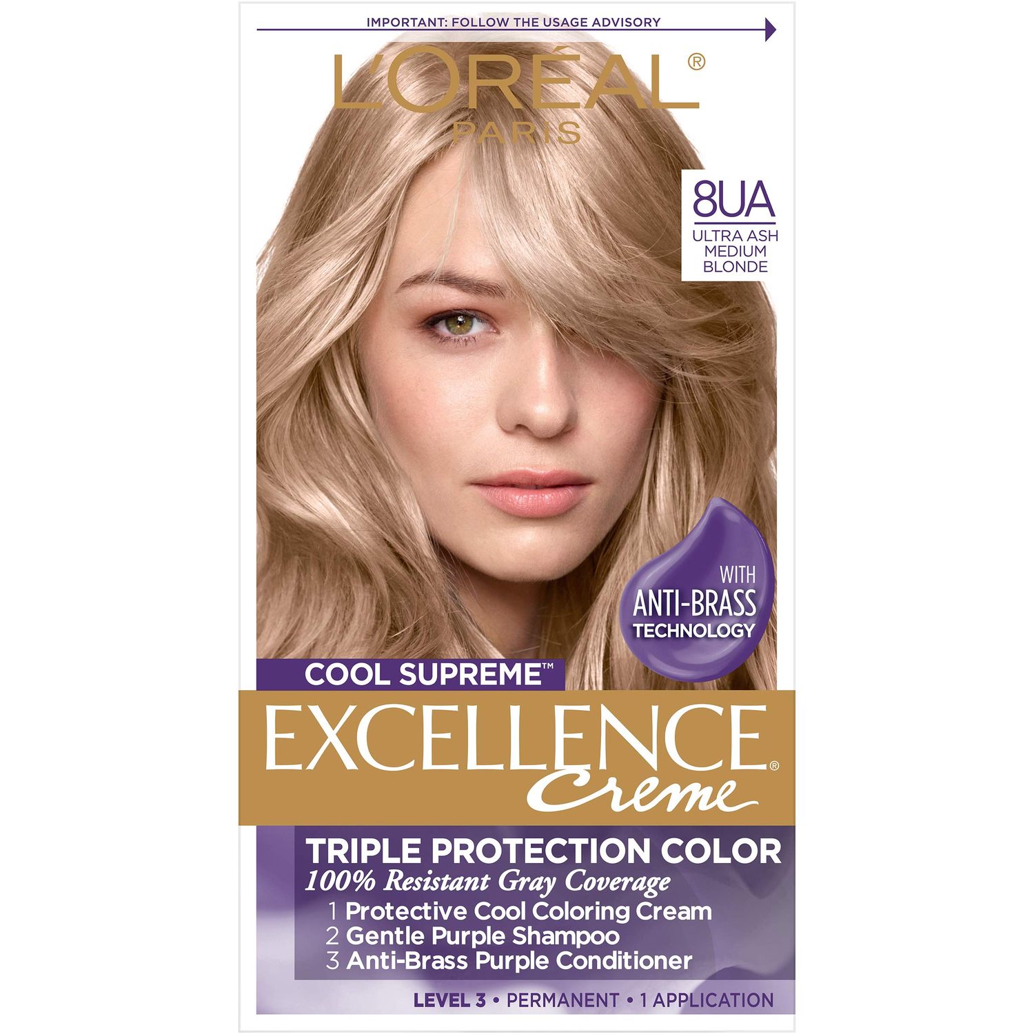 LOreal Paris Cool Supreme Permanent Hair Color, Ash Ultra Ash Medium Blonde 8.11, Pack of 1