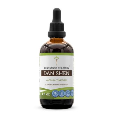 Secrets of the Tribe Dan Shen Tincture Alcohol Extract, Red Sage Danshen, Salvia Miltiorrhiza Dried Root Tincture Supplement 4 FL OZ