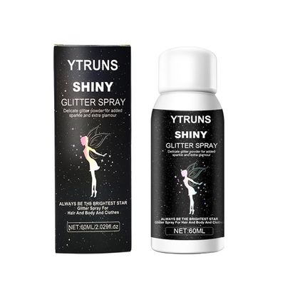 1PC Glitter Spray for Hair and Body, Body Glitter Hairspray for Clothes, Music Festival Face Glitter for Women, Quick-Drying and Long-Lasting Body Shiny Spray for Stage Makeup 2Fl Oz
