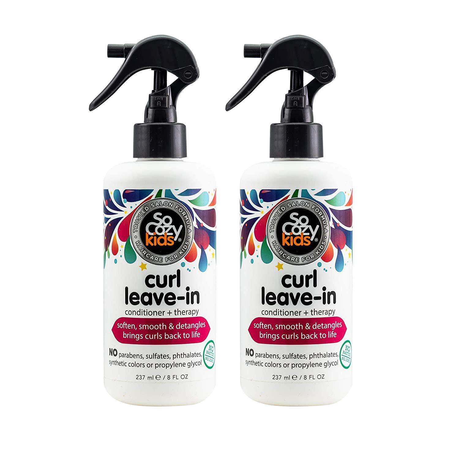 SoCozy Socozy Curl Spray Leave-in Conditioner for Kids Hair Detangles and Restores Curls 8 Fl Ounce No Parabens, Sulfates, Synthetic Colors or Dyes, 2 fluid_ounces Pack Of 2