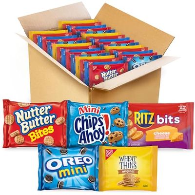 OREO Mini Cookies, Mini CHIPS AHOY! Cookies, RITZ Bits Cheese Crackers, Nutter Butter Bites &amp; Wheat Thins Crackers, Nabisco Cookie &amp; Cracker Variety Pack, 50 Snack Packs