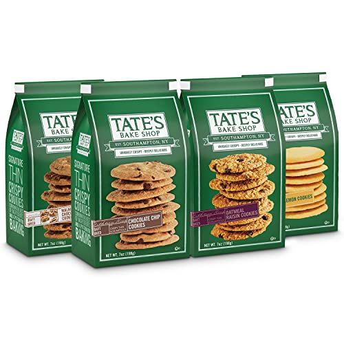 Tate&#39;s Bake Shop Cookies Variety Pack, Oatmeal Raisin Cookies, Chocolate Chip Cookies, Lemon Cookies &amp; Chocolate Chip Walnut Cookies, 4 - 7 oz Bags