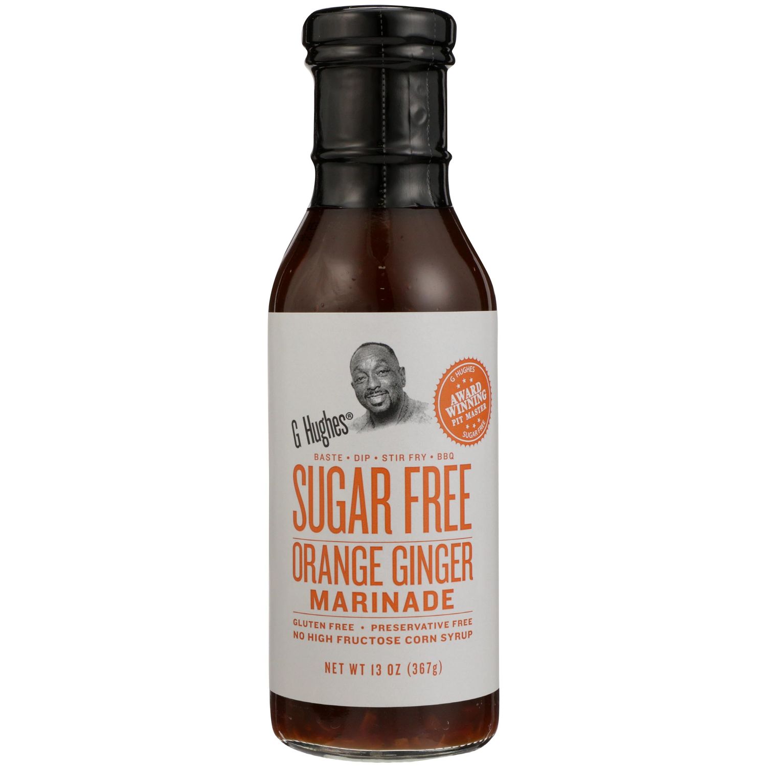 G Hughes Sugar Free Orange Ginger Teriyaki Sauce, No High Fructose Corn Syrup, No Preservatives, Gluten Free, 13 Ounce Pack of 6