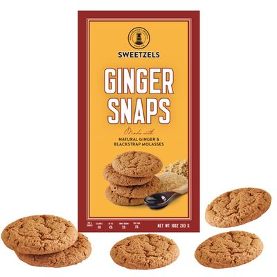 Sweetzels Ginger Snaps Cookies, made with Natural Ginger and Blackstrap Molasses, 10 oz, Pack of 1