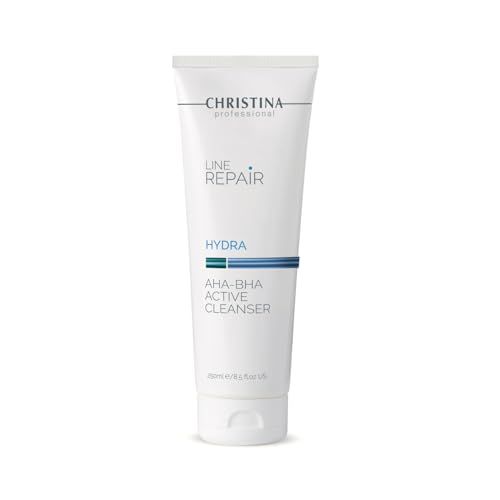 Christina Line Repair AHA BHA Facial Cleanser with Salicylic Acid Revitalize, Improve Skin Texture, Reduce Wrinkles with Green Tea Face Wash Infused with Glycolic Acid For All Skin Types 250ml