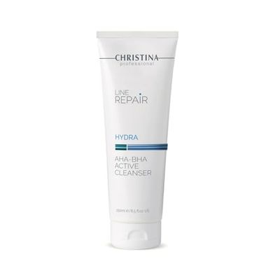 Christina Line Repair AHA BHA Facial Cleanser with Salicylic Acid Revitalize, Improve Skin Texture, Reduce Wrinkles with Green Tea Face Wash Infused with Glycolic Acid For All Skin Types 250ml