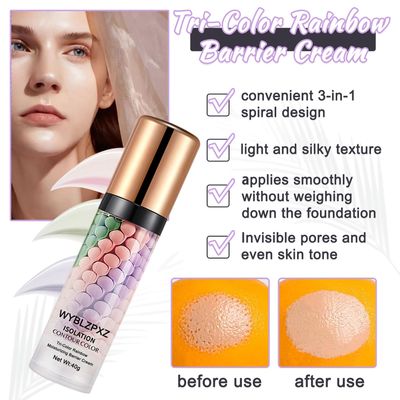 WYBLZPXZ Tri-Color Corrector Isolation Cream, One Step Correcting Facial Serum Makeup Primer Base, Moisturizing Flawless Foundation