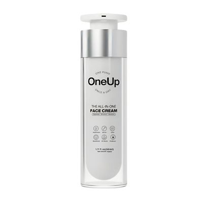 OneUp 6-in-1 Daily Face Cream - Lightweight, Fast-Absorbing Moisturizer with Niacinamide &amp; Beet Root - Clean Beauty Formula with Precision Pump for Hydration &amp; Skin Barrier Support - 1.7 fl oz