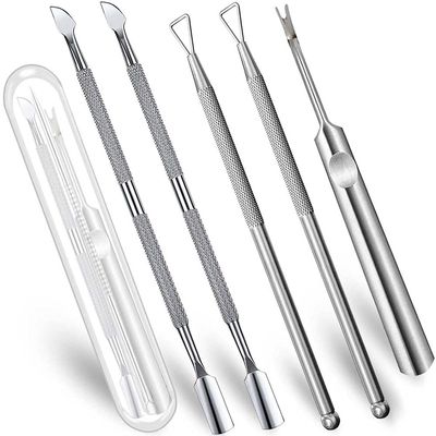 6 PCS Cuticle Pusher and Cutter Remover Stainless Nail Polish Peeler Scraper Durable Manicure and Pedicure Cleaner Tool - Professional &amp; Durable