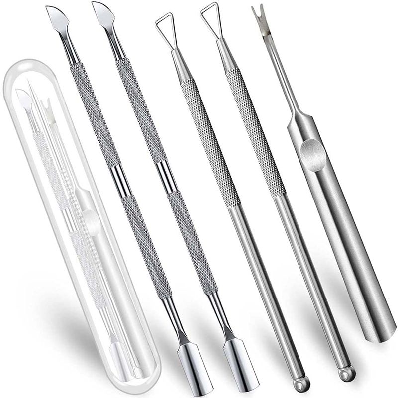 6 PCS Cuticle Pusher and Cutter Remover Stainless Nail Polish Peeler Scraper Durable Manicure and Pedicure Cleaner Tool - Professional &amp; Durable