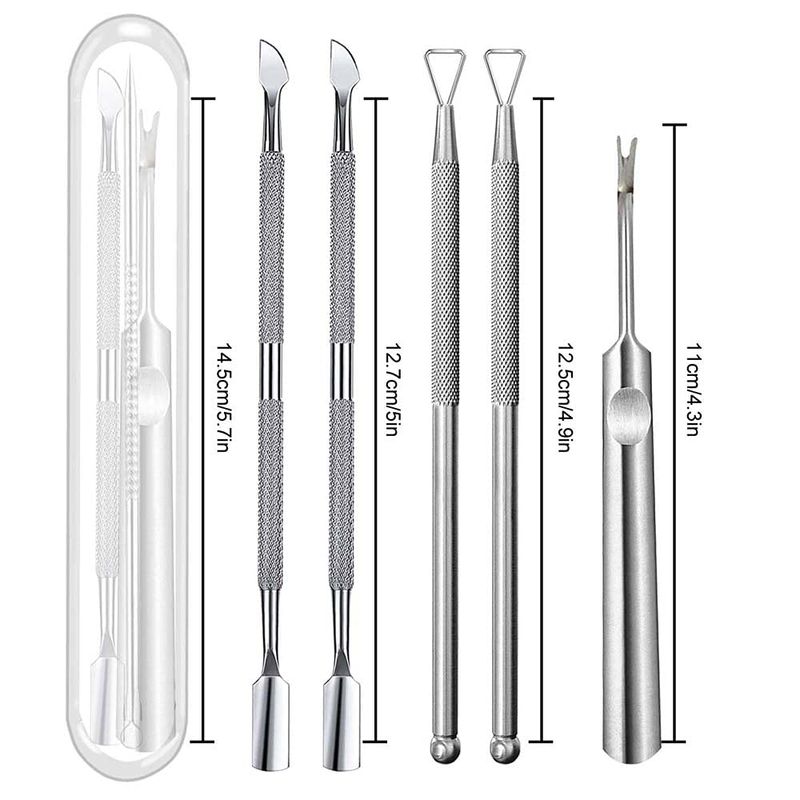 6 PCS Cuticle Pusher and Cutter Remover Stainless Nail Polish Peeler Scraper Durable Manicure and Pedicure Cleaner Tool - Professional &amp; Durable