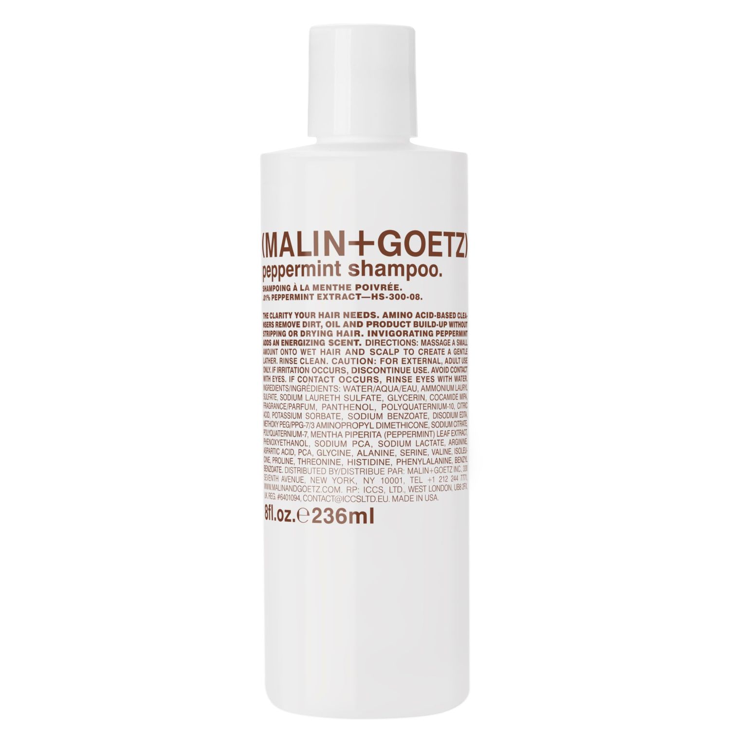 Malin Goetz Peppermint Shampoo, 8 Fl. Oz. - Men &amp; Women Clarifying Shampoo, Natural Hair Shampoo to Cleanse &amp; Hydrate, Scalp Shampoo Treatment for All Hair Types, Vegan &amp; Cruelty-Free