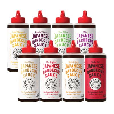 Bachan&#39;s Japanese Barbecue Sauce 8 Pack - 1 OG, 1 Honey, 1 Spicy, 1 Miso, 1 Yuzu, 1 Pineapple, 1 Garlic, 1 Hot - BBQ Sauce for Wings, Chicken, Beef, Pork, Seafood, Noodles, and More Non GMO, No Pre...