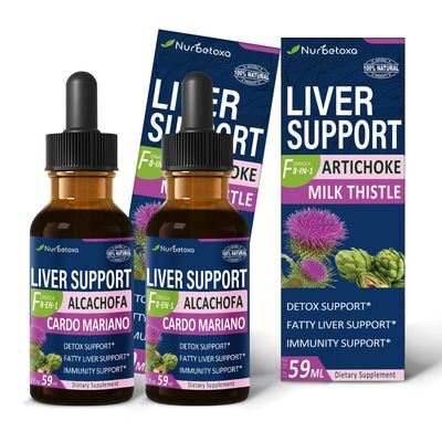 Nurbetoxa Milk Thistle Liver Support Drops for Fatty Liver, Alcachofa y Cardo Mariano para el Higado Graso, Liver Detox Formula wArtichoke, Herbal Extract Liquid. Milk Thistle, 4 oz