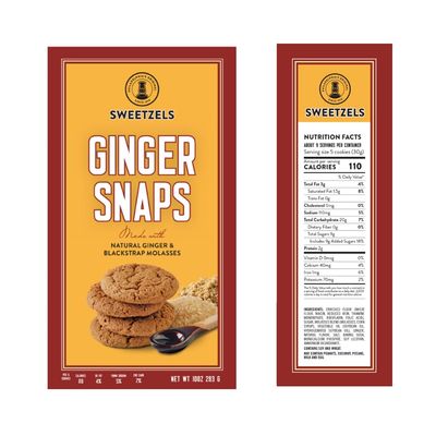 Sweetzels Ginger Snaps Cookies, made with Natural Ginger and Blackstrap Molasses, 10 oz, Pack of 1