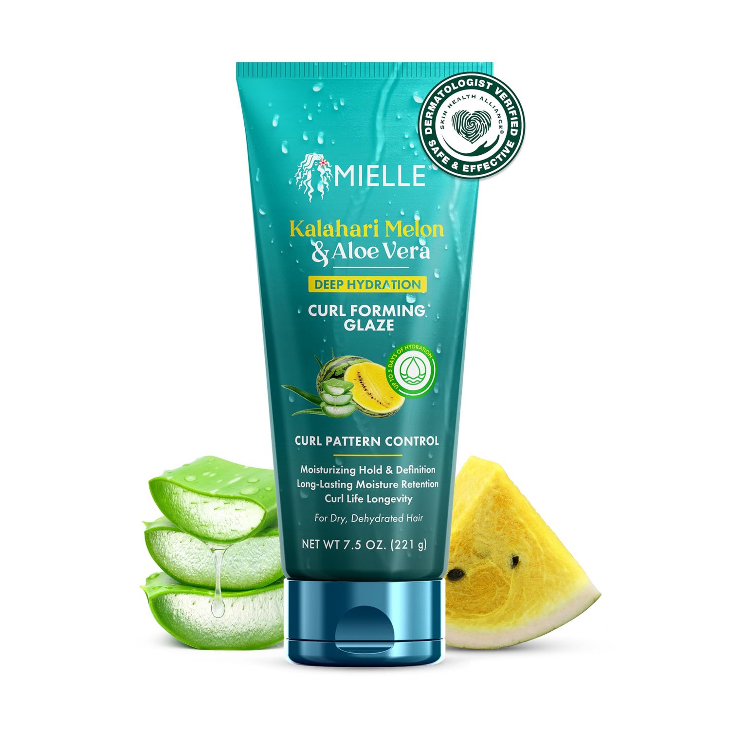 Mielle Curl Forming Glaze - Kalahari Melon &amp; Aloe Vera Deep Hydration Styling Gel for Dry, Curly and Textured Hair - Enhances Curl Definition with Long-Lasting Hold &amp; Shine 7.5oz
