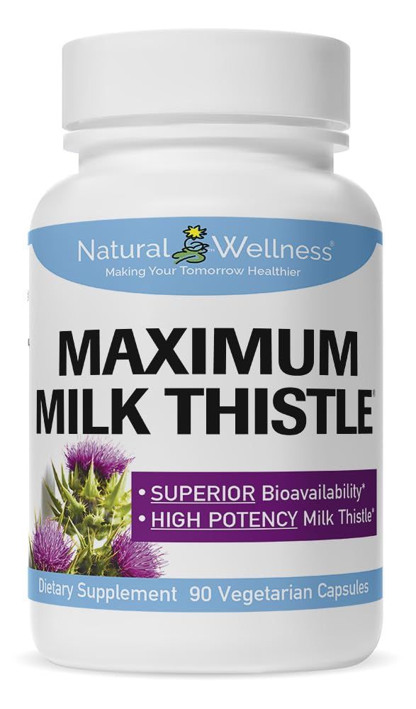 Natural Wellness Maximum Milk Thistle - 720mg Daily Dose 3x 240mg Capsules - Potent Liver Detox &amp; Repair Supplement, Non-GMO, Gluten-Free, Vegan, USA-Made - Advanced Fatty Liver &amp; Enzyme Health