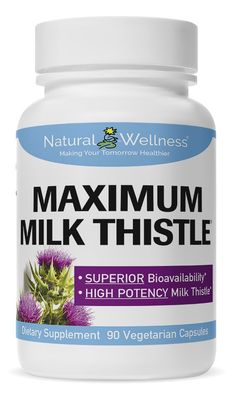 Natural Wellness Maximum Milk Thistle - 720mg Daily Dose 3x 240mg Capsules - Potent Liver Detox &amp; Repair Supplement, Non-GMO, Gluten-Free, Vegan, USA-Made - Advanced Fatty Liver &amp; Enzyme Health