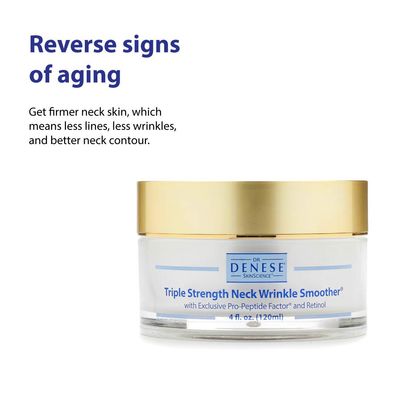 Dr. Denese SkinScience Triple Strength Neck Wrinkle Smoother Tighter, Firmer Neck with Enhanced Peptide Technology, Retinol, Marine Collagen, Jojoba & More - Paraben-Free, Cruelty-Free - 4oz