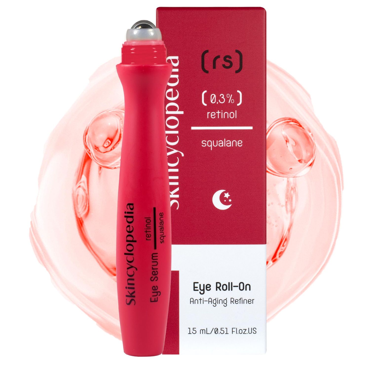 Skincyclopedia Under Eye Roll-On with Retinol &amp; Squalane, Cooling Roller, Energizing Serum for Dark Circles, Puffiness Bags, Fine Lines &amp; Wrinkles, Firms &amp; Brightens Skin.