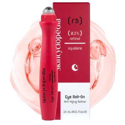 Skincyclopedia Under Eye Roll-On with Retinol &amp; Squalane, Cooling Roller, Energizing Serum for Dark Circles, Puffiness Bags, Fine Lines &amp; Wrinkles, Firms &amp; Brightens Skin.