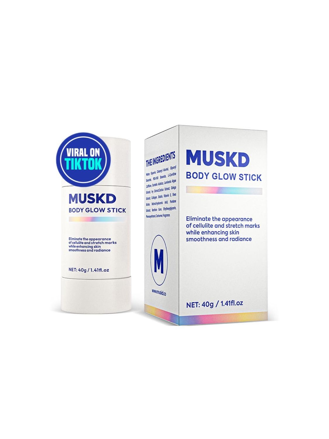 MUSKD Body Glow Stick - Retinol Body Cream, Body Glow Wand, Body Lotion for Dry Skin - Vitamin E &amp; Antioxidants for Hydration - 40g 1.41 fl oz