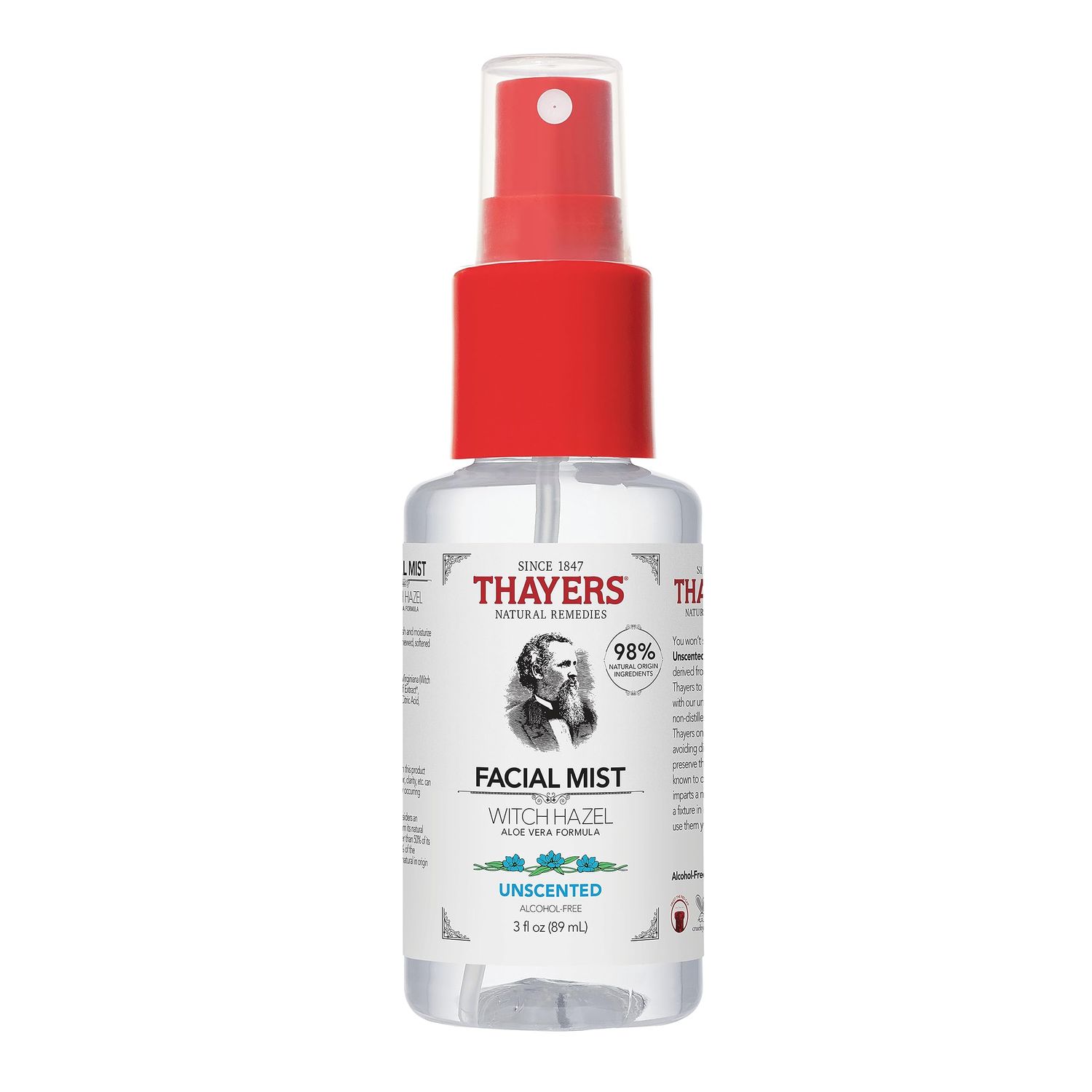 Thayers Alcohol-Free Witch Hazel Facial Mist Toner with Aloe Vera, Unscented, Soothing and Hydrating, for All Skin Types, Trial Size, 3 oz