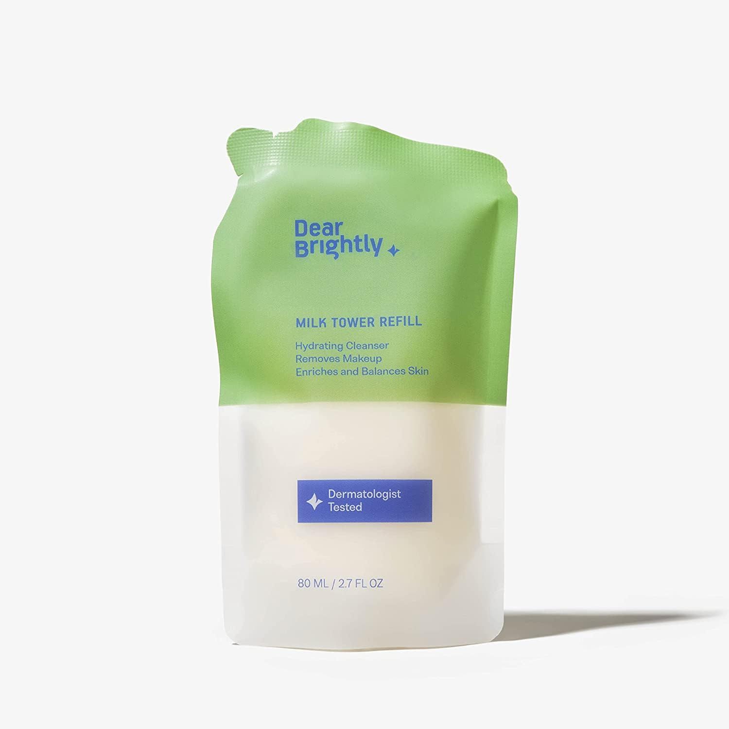Facial Cleanser Refill, Hydrating Face Wash with Niacinamide by Dear Brightly, Gentle Daily Milk Cleanser for All Skin Types, Removes Makeup and Impurities for Clean, Healthy Skin, 2.7 fl. oz.