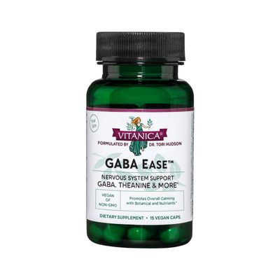 Vitanica GABA Ease - GABA &amp; L-Theanine Supplement for Calm &amp; Relaxation Support - Women&#39;s Health Supplement with GABA, Passionflower, Hops, Skullcap &amp; L-Theanine - Consumer Line - 15 Vegan Caps